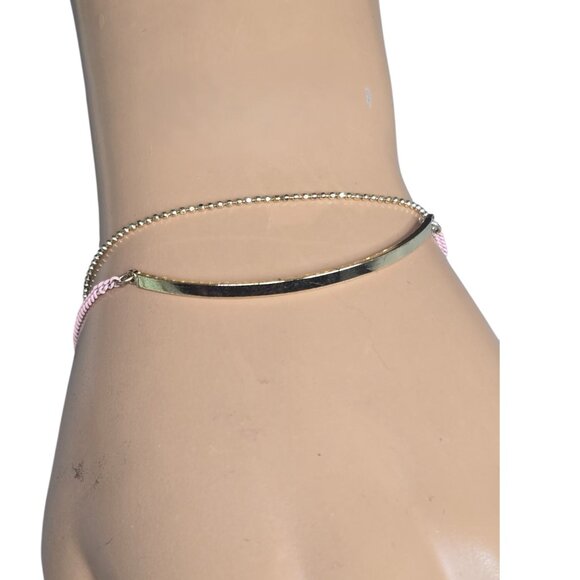 LC Lauren Conrad Women's Dainty Double Chain Gold Plated Pink Bracelet NWB - Picture 2 of 4